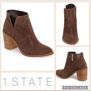 1. State Larocka Perforated Taupe Brown Ankle Booties Size 10.5